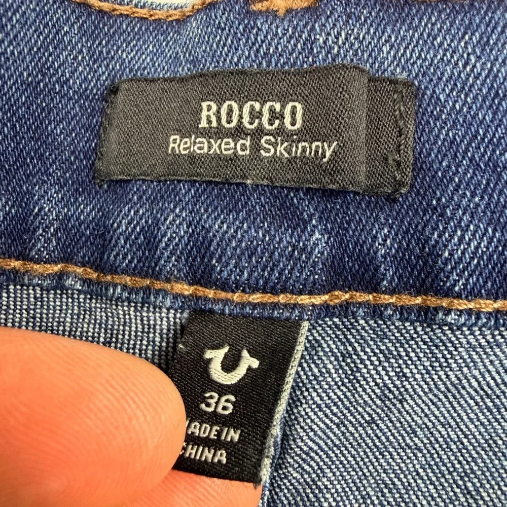 True Religion Rocco Relaxed Skinny Jeans Mens 36x33 Dark‎ Woodland Wash NWT